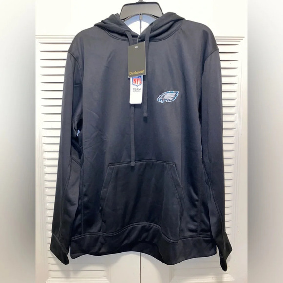 NWT DUNBROOKE NFL Philadelphia Eagles Hoodie L Black Pullover Sweatshirt - Picture 1 of 6